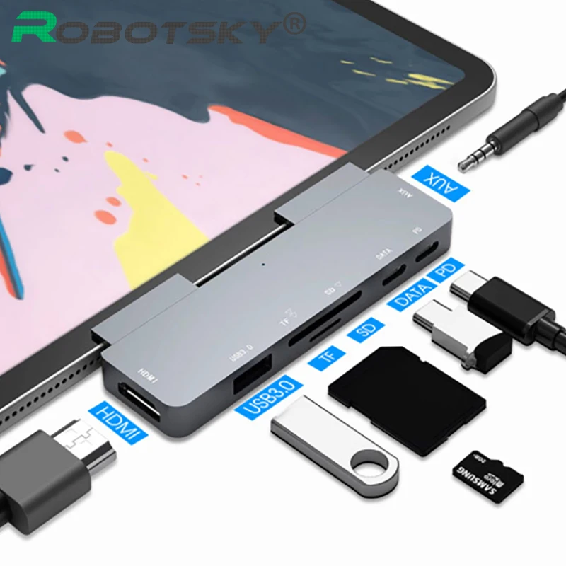 USB концентратор Тип C на Multi 3 0 Hub HDMI совместимый RJ45 адаптер для MacBook Pro Huawei Mate 30