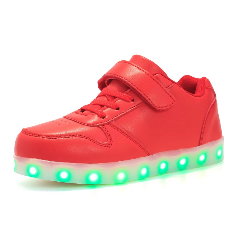 Размер 25-37 Дети led обувь для мальчиков девочек USB зарядное устройство Schoenen дети обувь Enfant светящиеся кроссовки с светильник подошва - Цвет: 608-Red