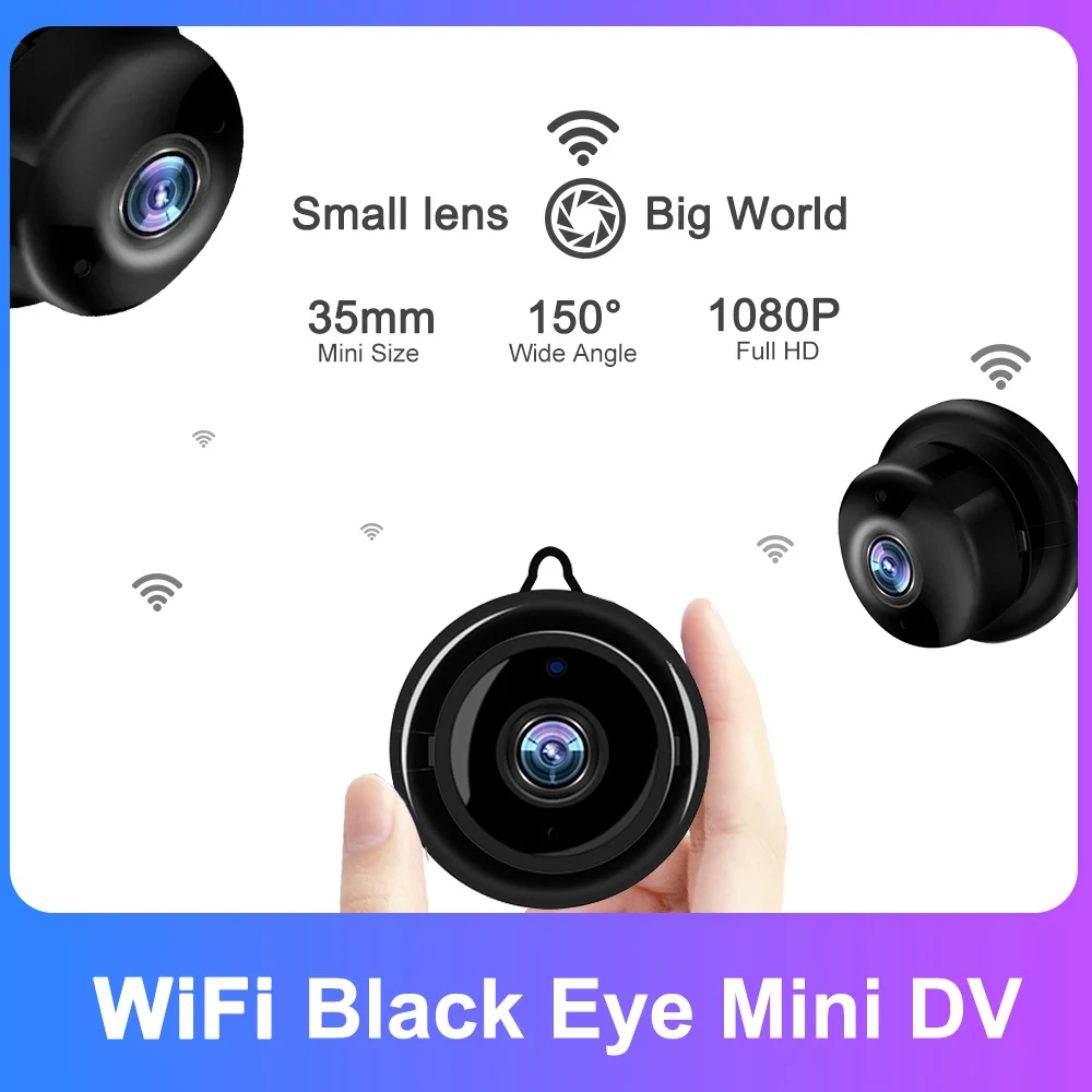 Беспроводная маленькая WiFi ip камера для домашней безопасности 1080P HD IR ночного