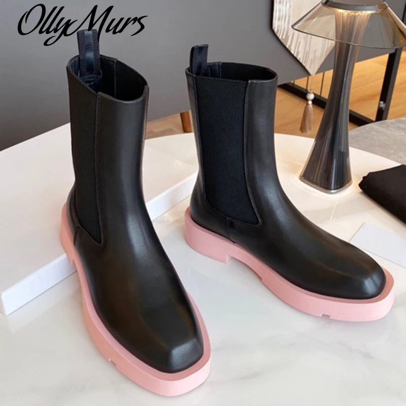 

Женские ботинки на квадратном каблуке, с эластичным ремешком