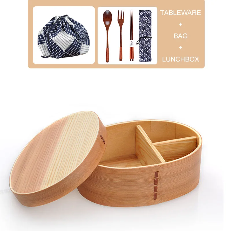 Baispo 3 шт./компл. Bento Box японский стиль ланч бокс для деревянные детские игрушки материал ПОСУДА Контейнеры для еды с отсеками здоровые - Цвет: Light set B