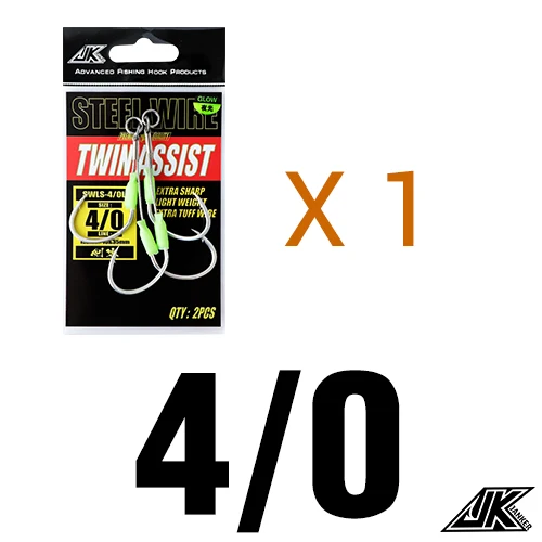 1pack - Size 4 l 0 JK 3 Упаковка износостойкий Вибрационный крючок, стальная проволока, джиг, двойные вспомогательные крючки, светящийся Морской рыболовный крючок, морские крючки, рыболовные снасти для лодки - Цвет: 1pack - Size 4 l 0