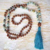 6mm amazonite rudraksha gemstone necklace 108 knot beads elegant christmas elegant inspiration diy chain pray glowing yoga