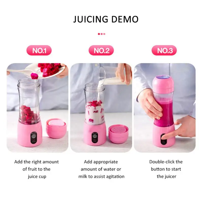 

400ml 6 Blades Portable Electric Juicer Blenders Blender Bottle Usb Mini Fruit Food Mixers Extractor Smoothie Squeezer Juice Cup