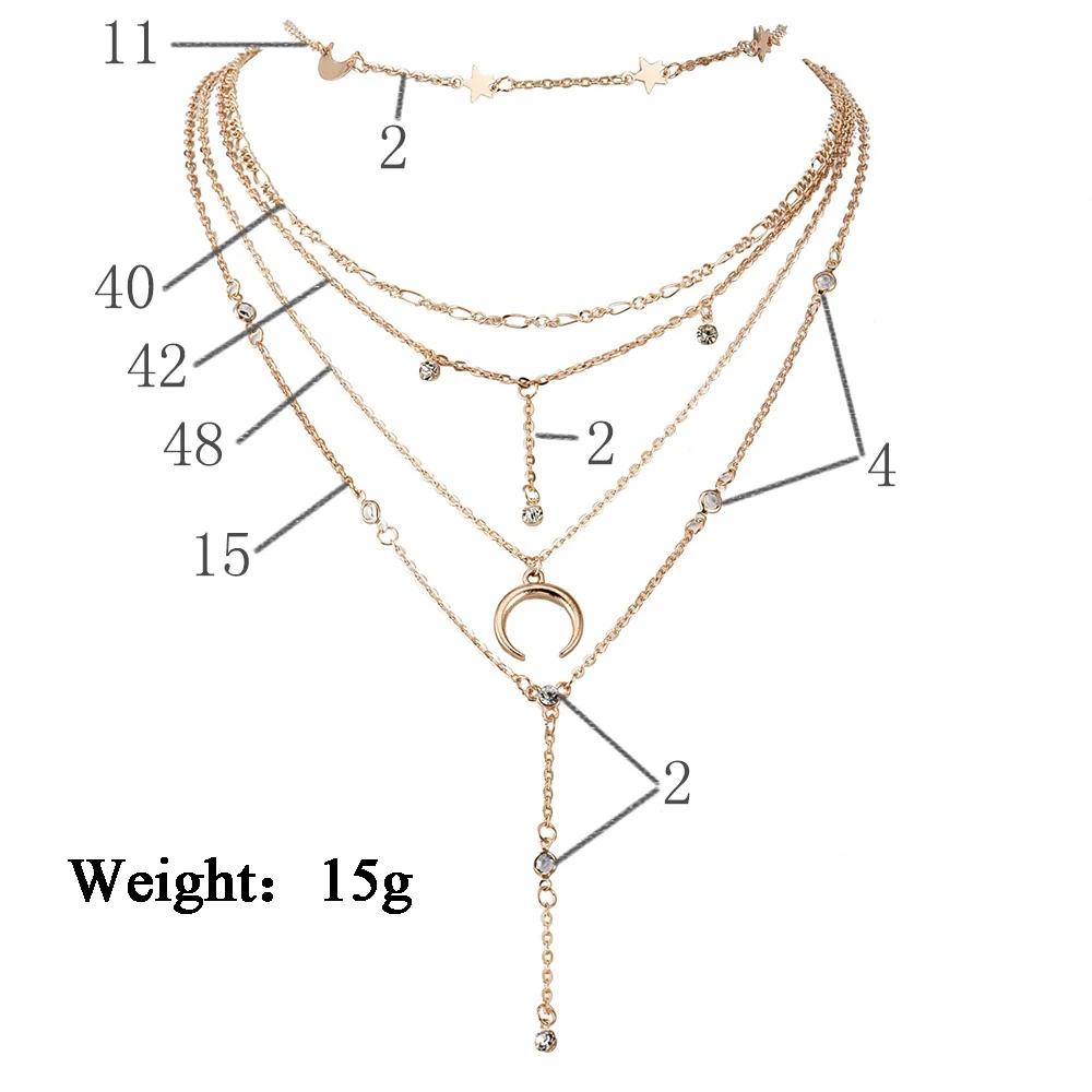 Цепочка на шею Женская многослойная золотистая 5 шт./компл. | Украшения и