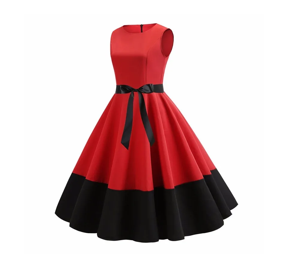 Женское летнее платье с поясом без рукавов элегантное РЕТРО 50s 60s Robe Rockabilly Swing Pinup без рукавов вечерние платья
