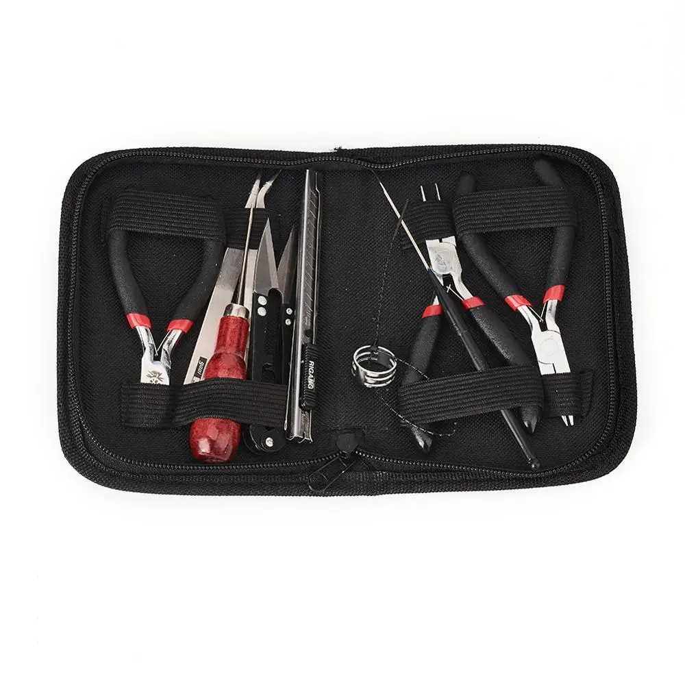 set with bag DIY Ювелирные наборы инструментов плоскогубцы ножницы Бисероплетение пинцеты булавки латунные кольца крючком крюковые иглы рулетка штангенциркуль - Цвет: set with bag