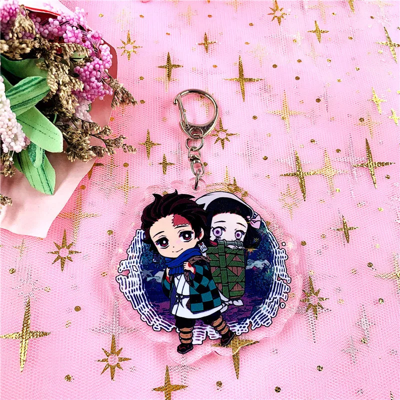 8 Акриловый брелок для ключей с героями мультфильмов Kimetsu no Yaiba Kamado Tanjirou, Сумка с героями мультфильмов, подарки для детской вечеринки, Классическая фигурка из аниме - Цвет: 8
