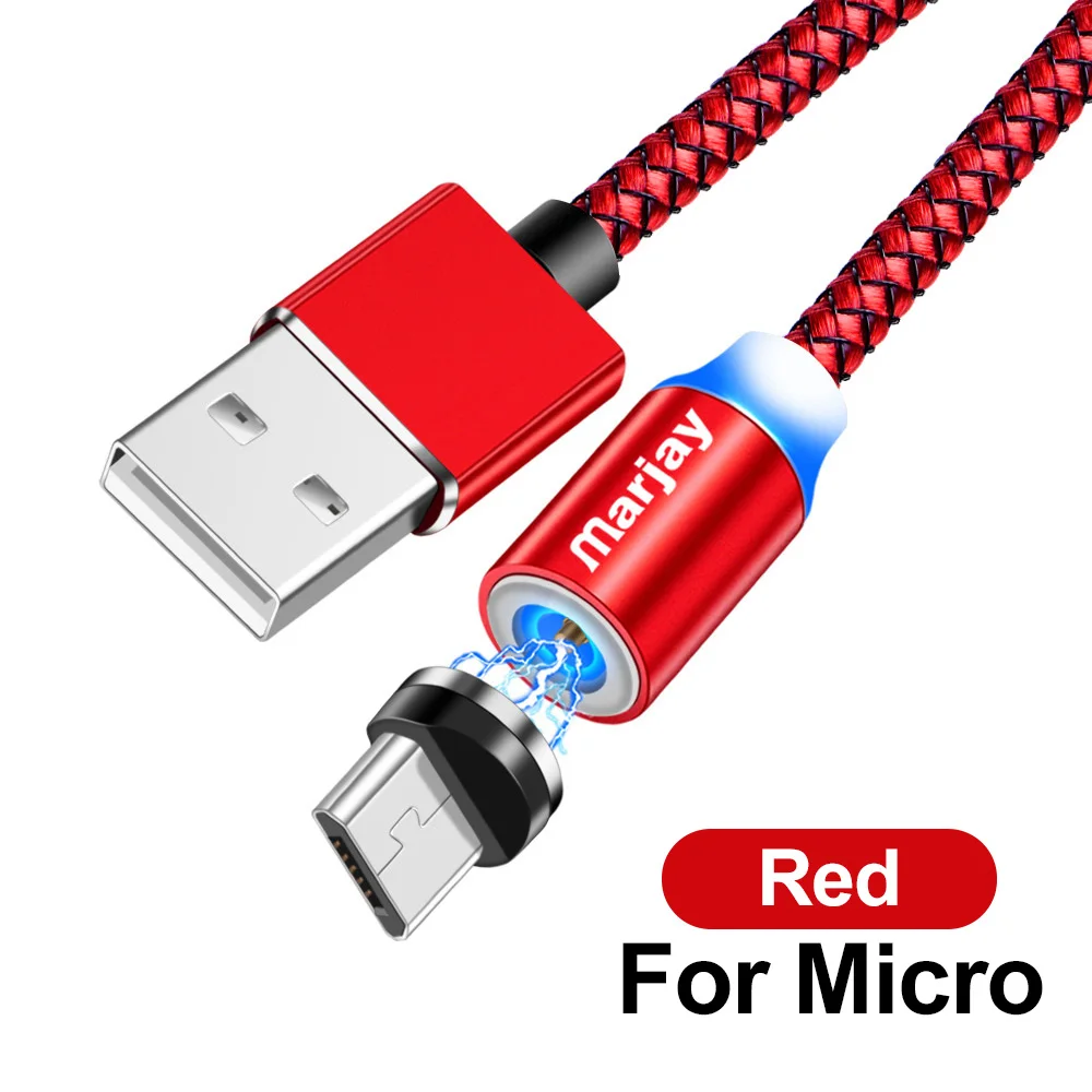 Магнитный usb-кабель Marjay для быстрой зарядки iphone, кабель Micro USB type-C для samsung, Xiaomi, huawei, провод зарядного устройства для мобильных телефонов - Цвет: Red For Micro