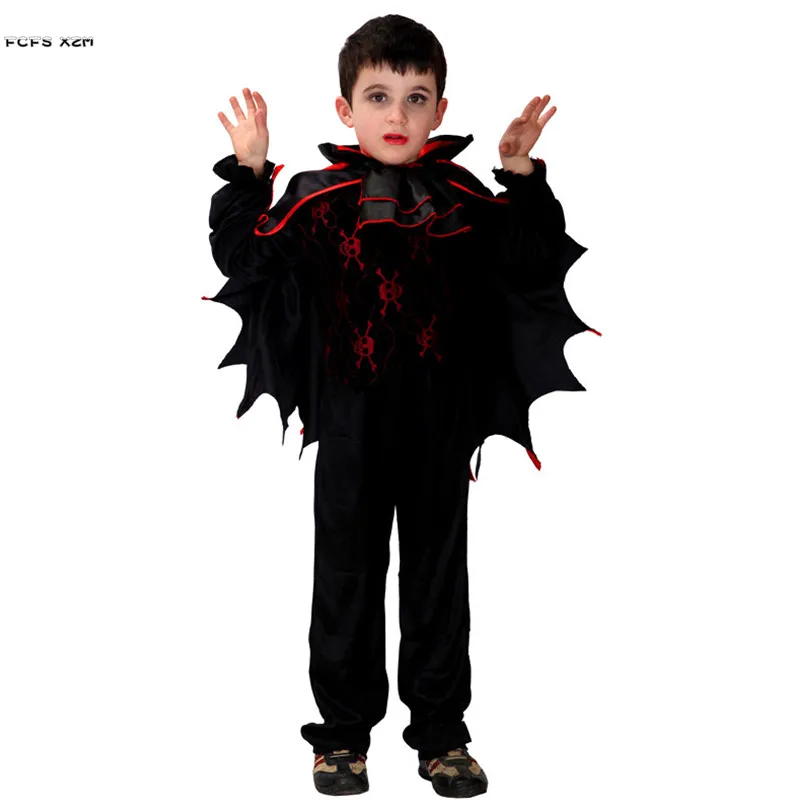 M-XL Boys Halloween Vampire Costume Kids Children Demon Bat Scary Cosplay Carnival Purim Masked Ball Masquerade Rave party dress |