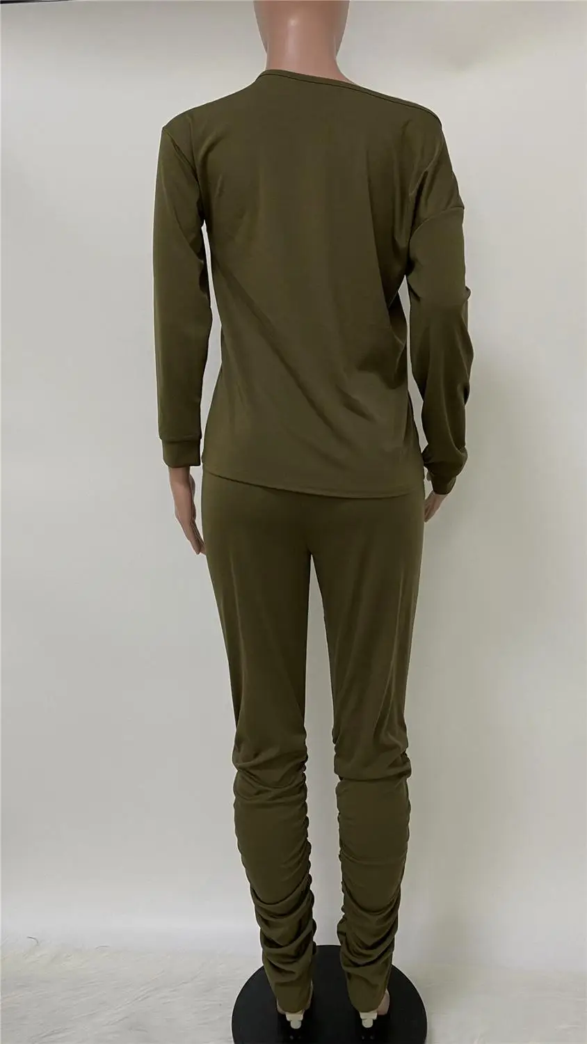 

Women Tracksuit Solid One Shoulder Long Sleeve Loose Tshirt Top Pocket Stacked Legging Sweatpant Sexy 2 Piece Matching Sets