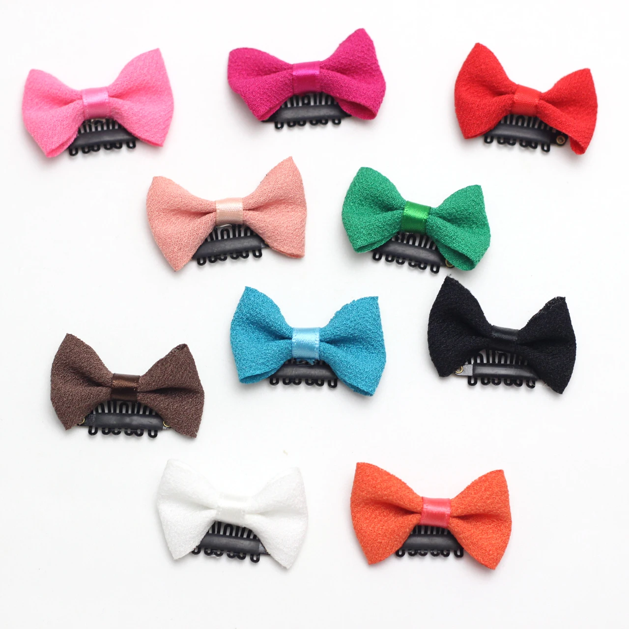 Lazo peque&ntilde;o de 1,6 "para beb&eacute;, lazos de gasa s&oacute;lidos, Mini pestillo de pelo fino, pinza de pelo para reci&eacute;n nacido, horquilla de Color caramelo, 10 Uds.-0
