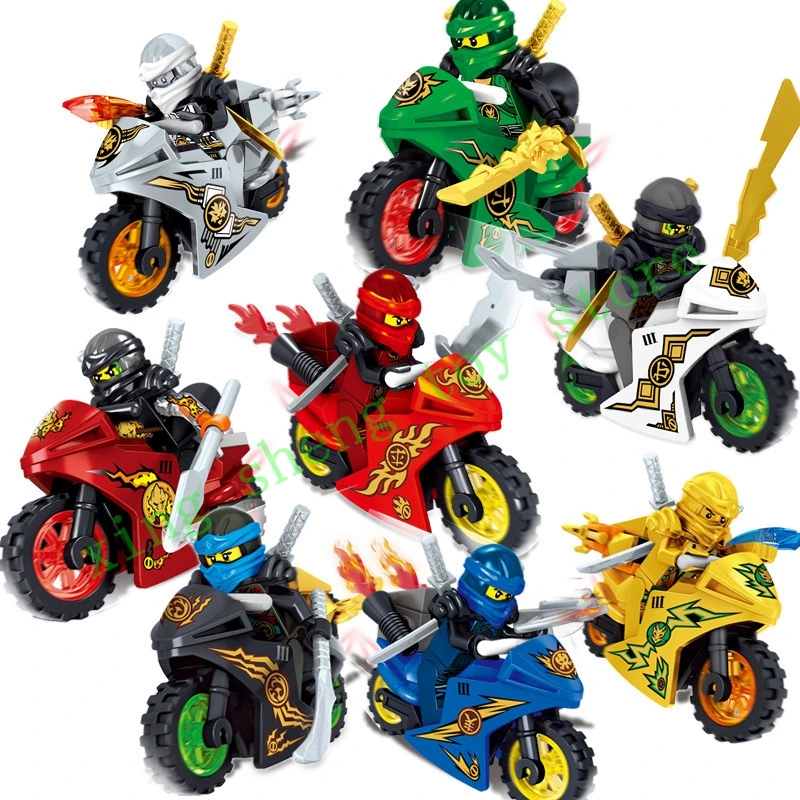 8 шт./компл. Ninjago мотоцикл совместимый с legoingly нинзяго Строительство Блоки Детские