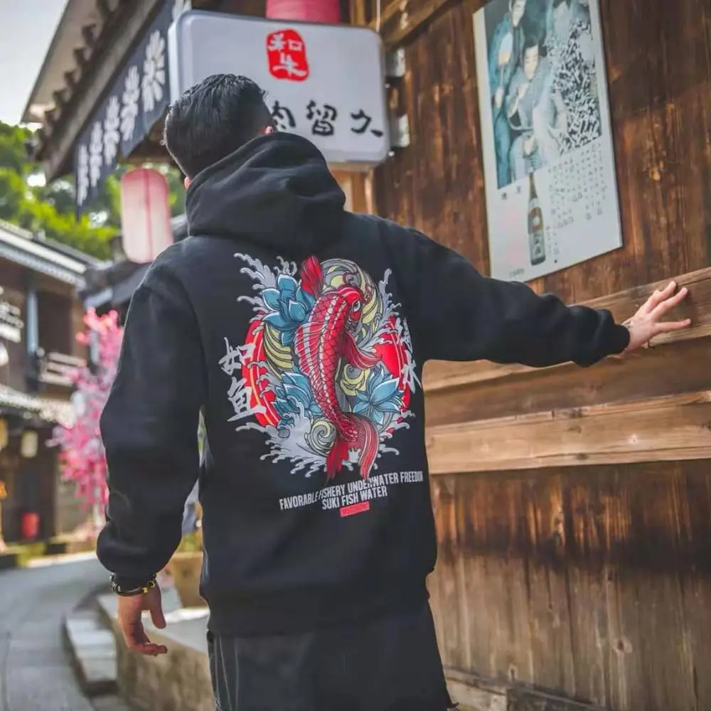 Мужская Повседневная Толстовка Harajuku черная толстовка с японским принтом в стиле