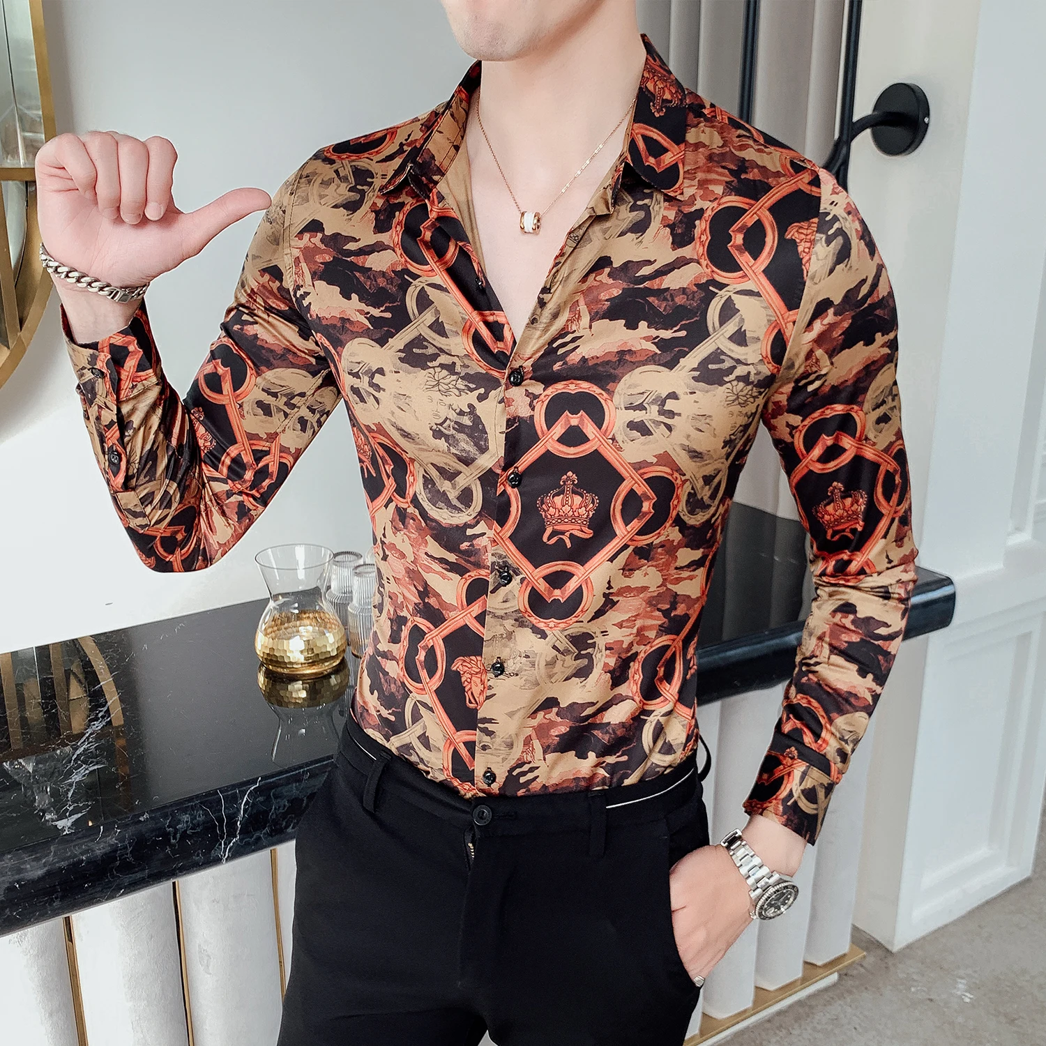 2019 брендовая мужская одежда осень тонкий подходит для досуга Чистый хлопок