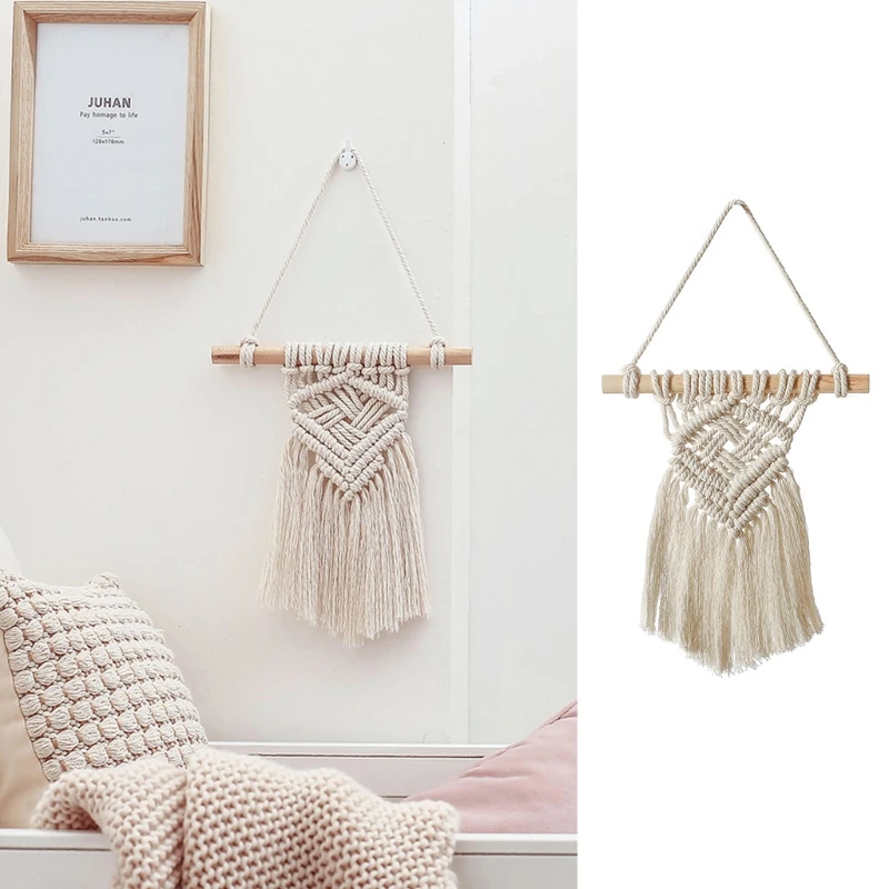 

Скандинавский богемный гобелен с кисточками ручная роспись деревянная палочка Настенный декор хлопковое декоративное украшение для гости...