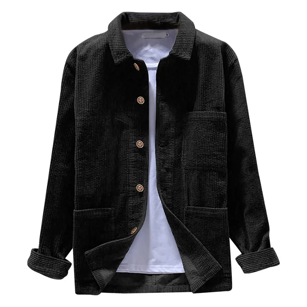 SAGACE Мужская Вельветовая однотонная Повседневная рубашка Свободная большого