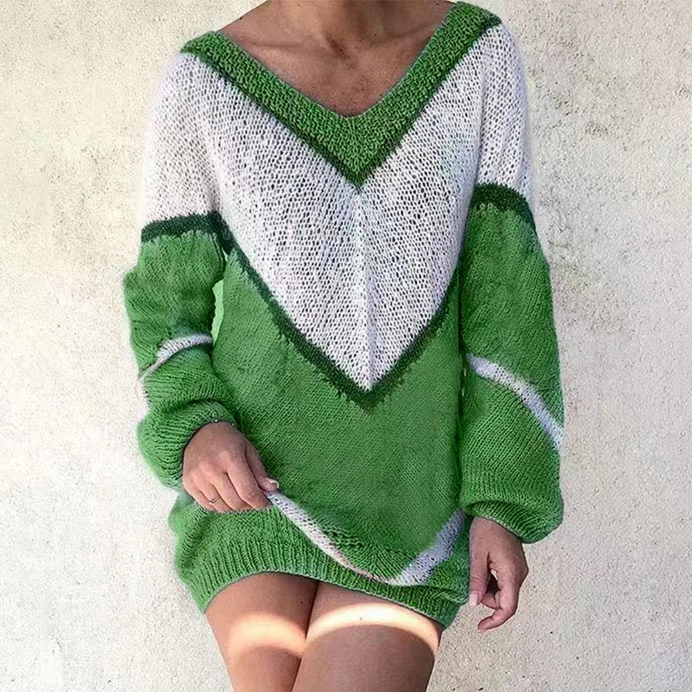 Nice Women Sexy Knitted Sweaters Autumn Low Cut Lace Patchwork Knitwears Long Sleve Blouse Tops Fall Geometric Female Outwears | Женская