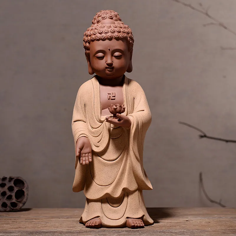 Zisha в китайском стиле с изображением Будды и Гуаньинь статуя ручная работа