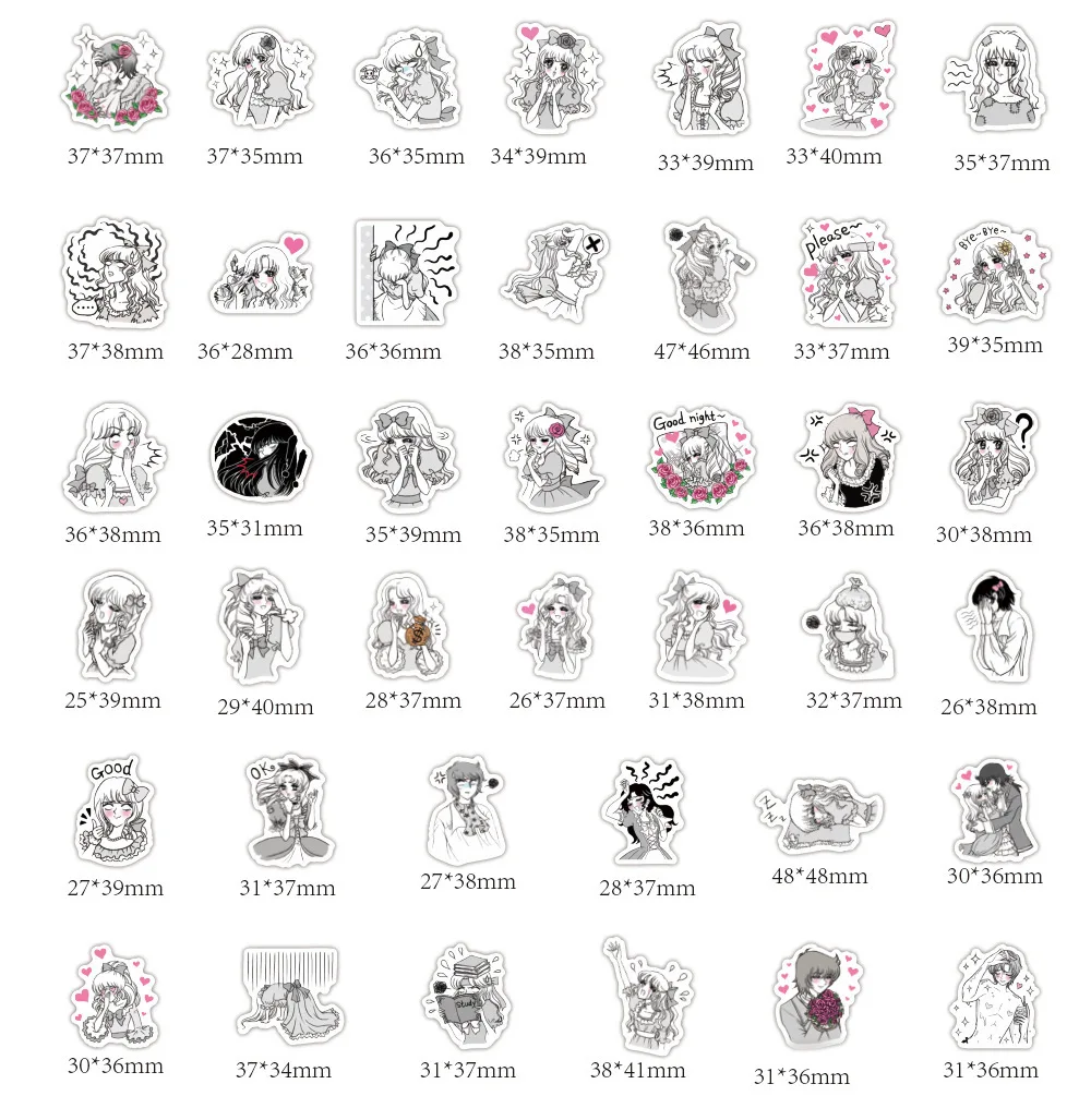 

40Pcs Cute Elegant Indifference Girl Colorful Decoration Sticker Diy Ablum Diary Scrapbooking Junk Journal Sticker Stationery