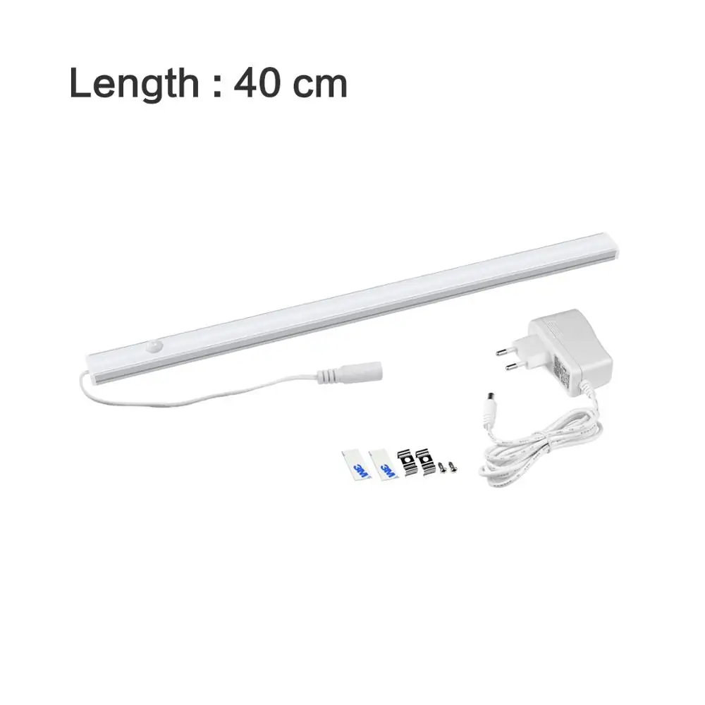 1x40cm-with adapter 30 см 40 см 50 см светодиодный светильник 5 Вт 6 Вт 7 Вт PIR датчик движения алюминиевая профильная труба лампа для помещений Кухня Спальня украшение подсветка - Испускаемый цвет: 1x40cm-with adapter