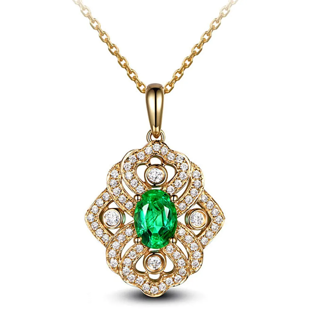 Изумруды в виде кулона ожерелья для женщин femme 18k Золото Тон колье цепи вечерние
