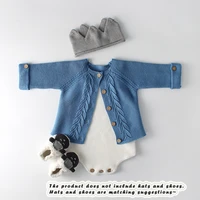 spring and autumn infant suit leaf shape knitted cardigan coat wool knitted crawling clothes boys and girls 2 piece baby set