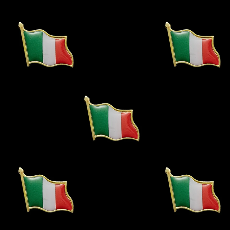 5 шт. металлическая эмалированная брошь в виде итальянского флага модный
