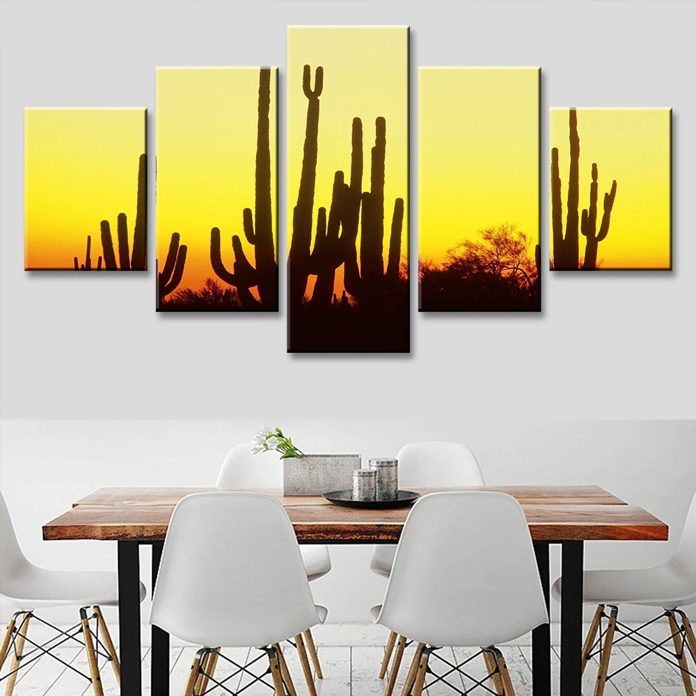 

Wall Art HD Prints Home Decor 5 Pieces Cactus Canvas Painting Plant Modular Framework Pictures Bedside Background Artwork Poster