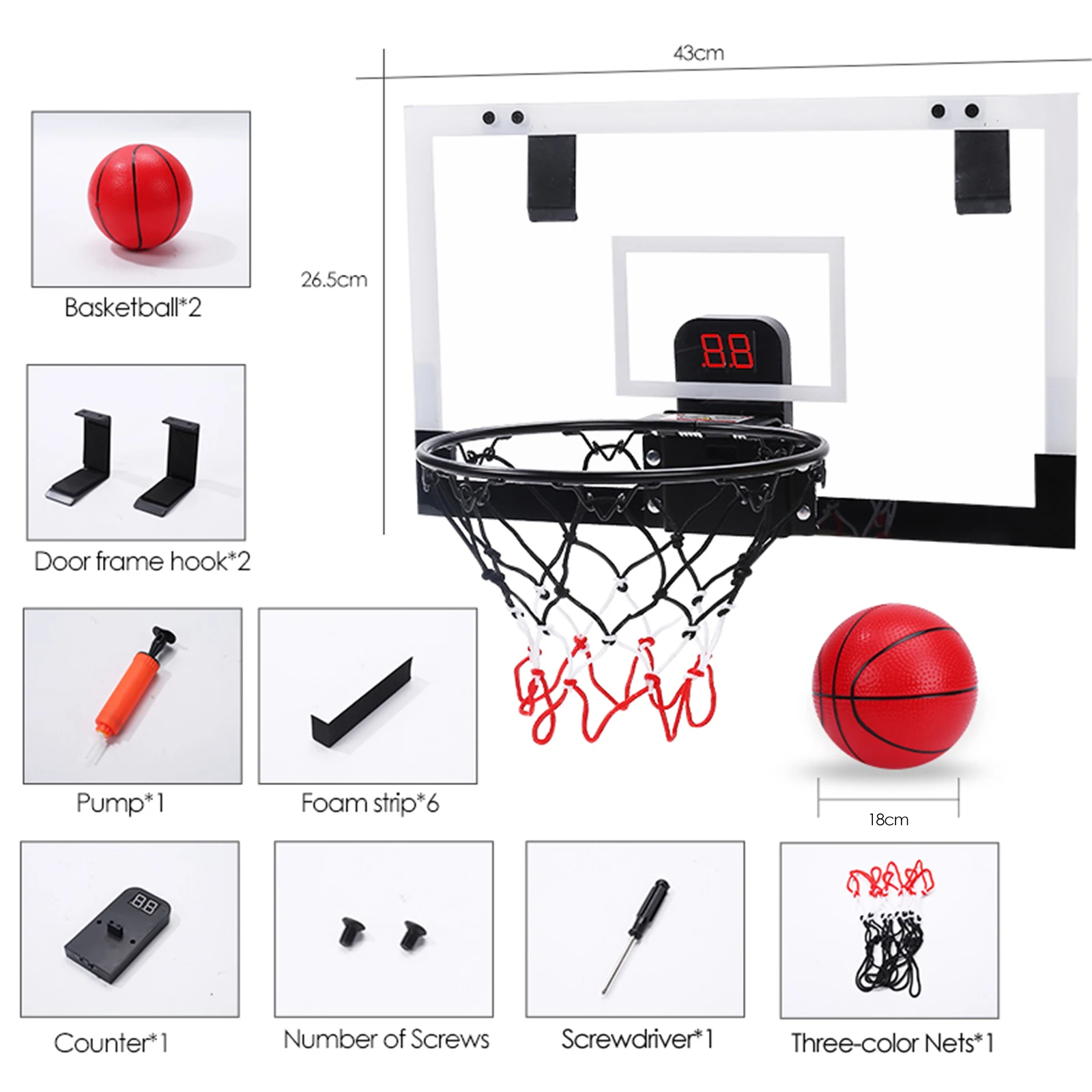 

Pro Mini Basketball Hoop Indoor Throwing Games For Children With Room Hanging Basketball Board With 2 Balls And Pump