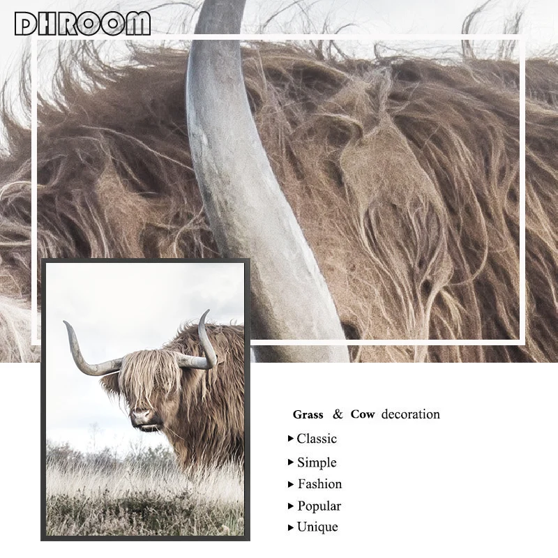 Северный пейзаж на холсте с горами, озером, коровой, овцой, скандинавским плакатом, печатью северного сияния, картиной для стены, декором гостиной.