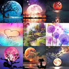 Полноразмерная Алмазная вышивка, мозаика, украшение для дома, картина, луна, пейзаж, вышивка крестиком, рождественский подарок ручной работы