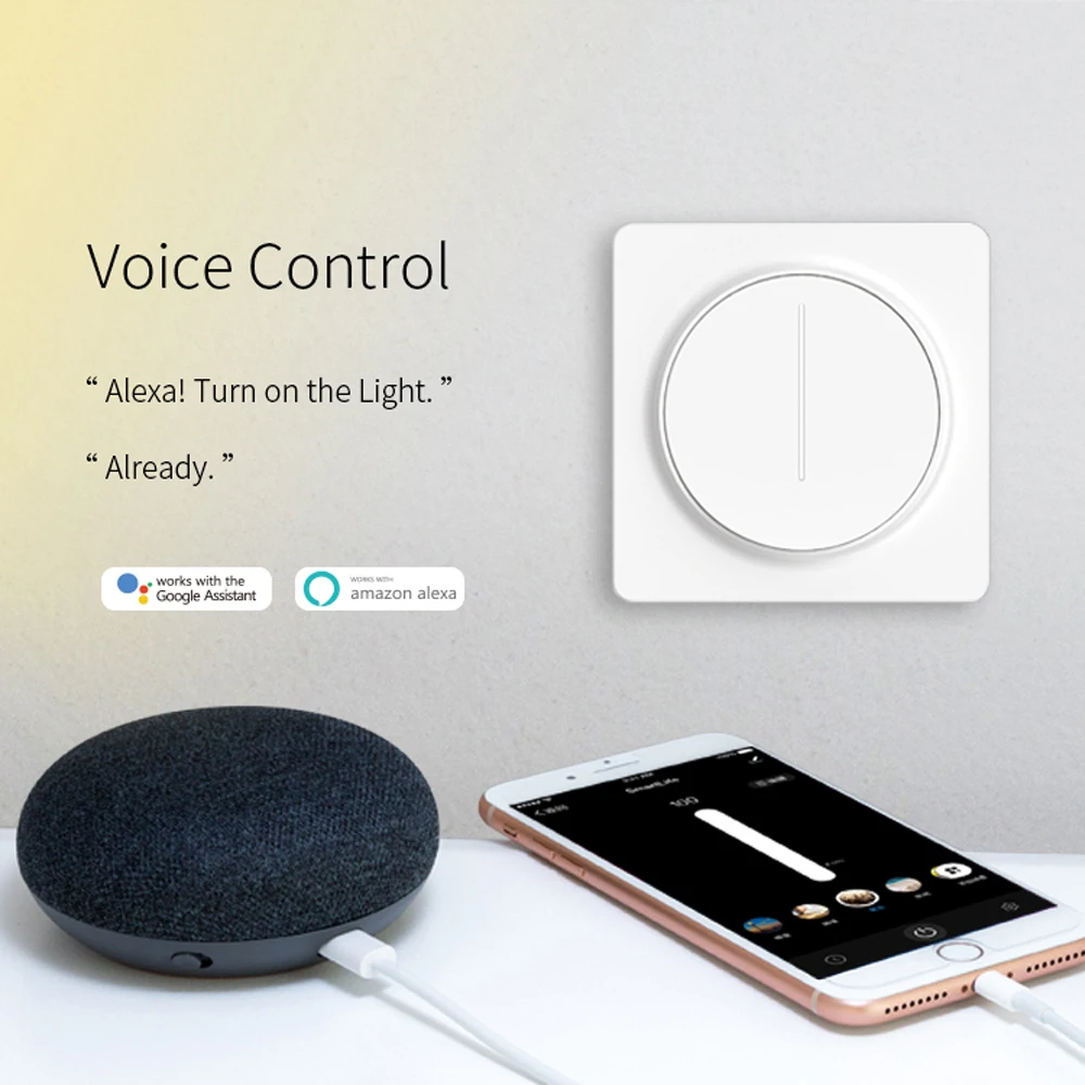 

Tuya Zigbee Smart Dimmer Switch Remote Control Touch Dimmer LED Voice Control Compatiable With Alexa Google Home Assitant