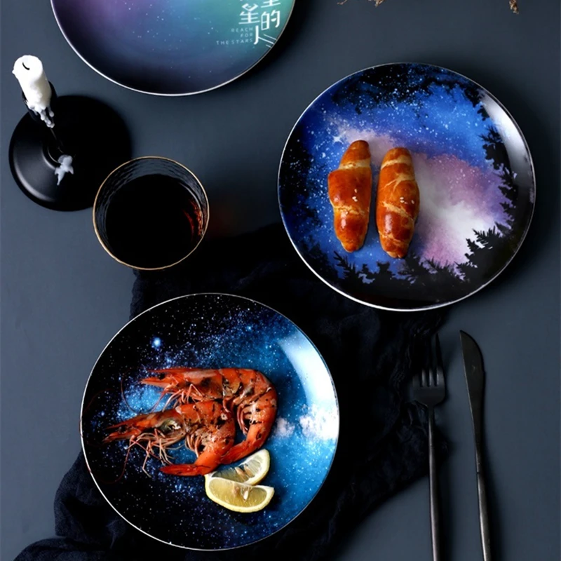 

Nordic Star universe plate set high quality ceramic tableware dessert steak bread dinner plate set dishes kitchen decoration