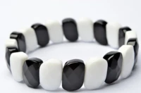 natural black and white jasper s shape bracelets geometry long beaded stone wrap bracelet elastic bangle