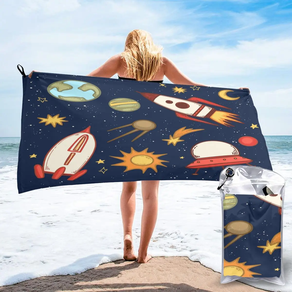 

Quick Dry Beach Towel Cartoon Galaxy Microfiber Bath Towel Beach Cushion Swimming Personalized Sand Free Beach Towel