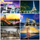 CHENISTORY Diy рамка городской мост Ночной пейзаж живопись ранней для взрослых подарок масляные краски наборы домашний декор стен