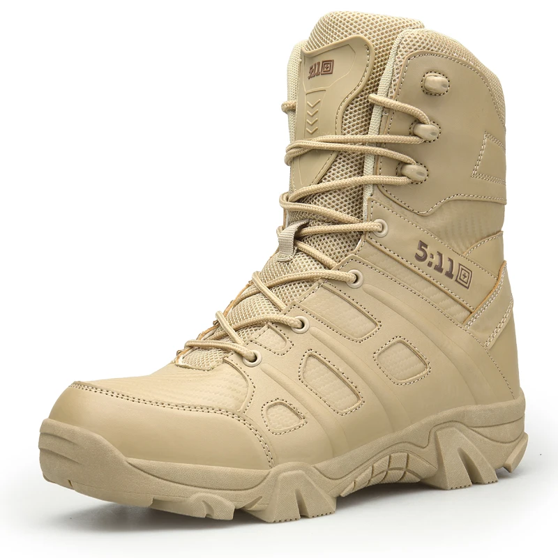 

High Top Tactical Boots Men Waterproof Hiking Shoes Zapato De Hombre Desert Combat Military Boots Outdoor Non-slip Leather Boots