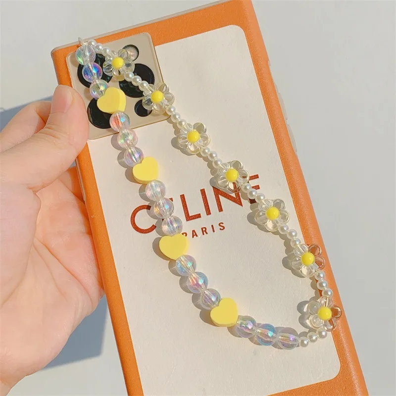 

Простая Милая Желтая Мягкая Керамика со смайликом, ремешок против потери, бусины из смолы, телефонная цепочка, Женские Ювелирные изделия, по...