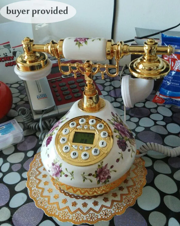 Античный керамический домашний декор, настольный телефон, модный, подогнан, античный телефон, золотой АОН, цветочный телефон, телефон fixo