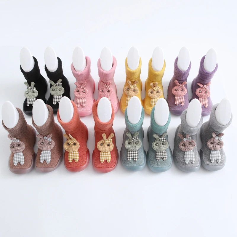 

Нескользящие шлепанцы для дома и пола, дышащие, хлопковые, толстые, шерстяные, Нескользящие, для улицы, зимняя обувь для малышей, Рождество