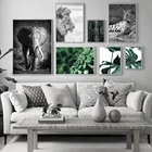Настенная Картина на холсте со слоном львом леопардом КАКТУСОМ цветами растениями скандинавские постеры и принты настенные картины для декора гостиной