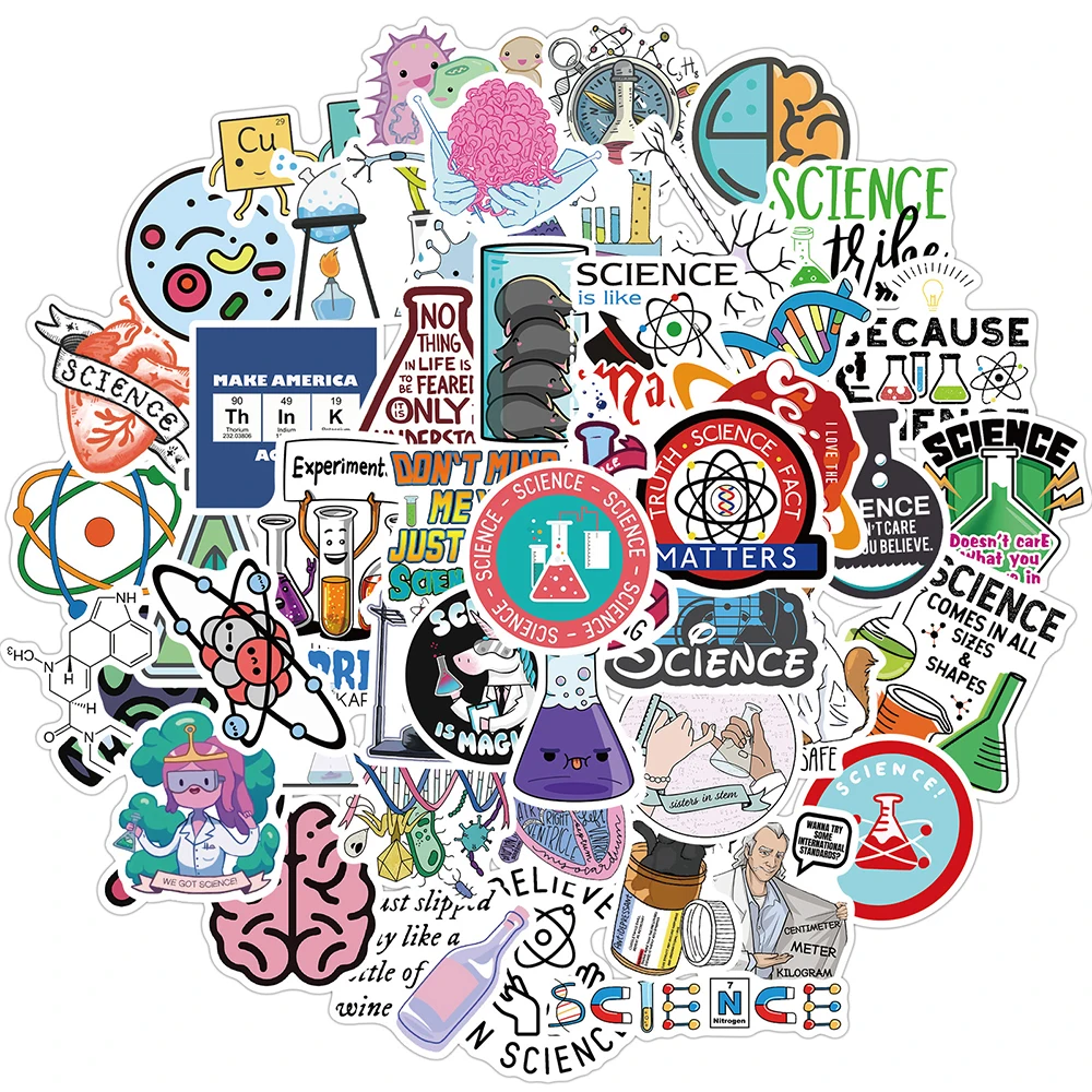 

50PCS Classic Science Lab Stickers Graffiti DIY Car Bike Travel Luggage Phone Guitar Laptop Waterproof Kid Toy Sticker Decals