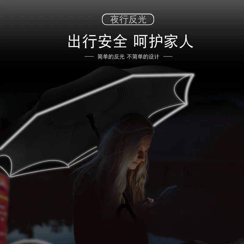 Comprare Ombrello Inverso Antivento Uomo Completamente Automatico Tinta Unita Antivento Ombrelli Per Auto Manico Lungo Ombrello Prodotti Per La Casa DF50YS