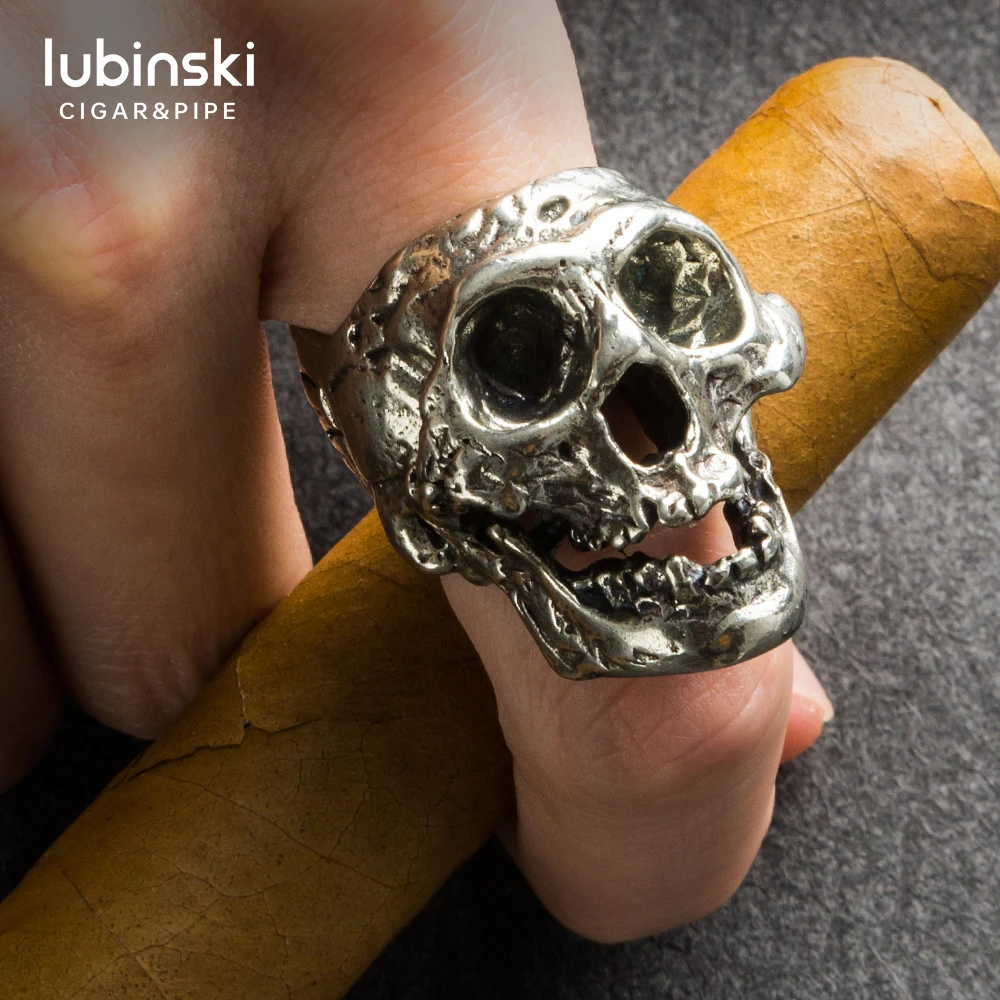 LUBINSKI Bronze Pure Copper Skull Cigar Stand Portable Ashtray Holder Men's Gift | Дом и сад