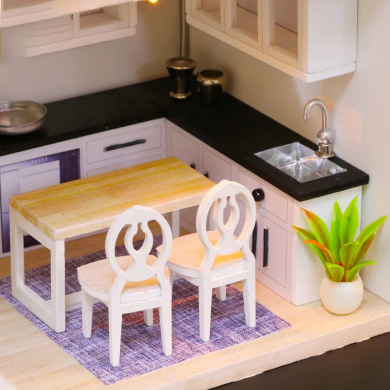 Последние 1:12 кукольный домик миниатюрная ванная комната деревянный diy Кукольный дом комната с кухонными аксессуарами jouets pour enfants Фигурки игрушки
