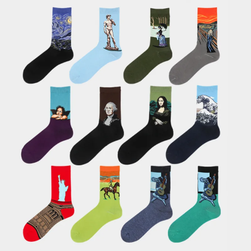 

Cotton Socks Men Starry Night Winter Retro Women Personality Art Van Gogh Socks Oil Painting Socks Funny Happy Socks Male Socken