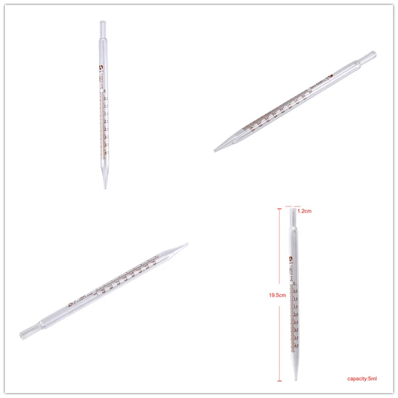 

Transfer Pipettes Glass Graduated Pipette without Rubber Bulb High Quality 5ml/10ml Lab Chemistry Dropper Dispensing