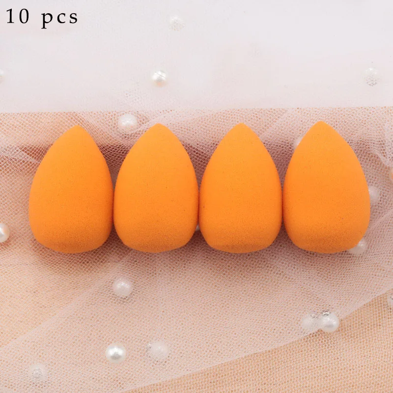 orange 10pcs Мини-спонж для макияжа в форме капли воды, мягкая основа для макияжа, спонж для консилера, безупречный смешанный косметический спонж для макияжа - Цвет: orange 10pcs