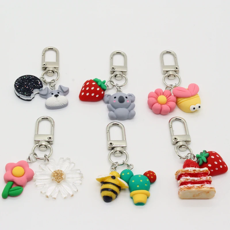 Фото 1Pcs Animal Food Plant Pendant Keychain Key For Women Unique Cute Strawberry Cake Daisy Koala Dog Bag Car Box Chain K93 - купить по 1Pcs Animal Food Plant Pendant Keychain Key For Women Unique Cute Strawberry Cake Daisy Koala Dog Bag Car Box Chain K93 - купить по